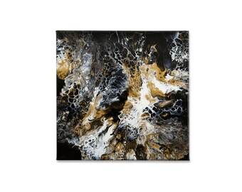 Acrylic painting on canvas | Abstract Acrylic Painting | Acrylic painting Pouring | abstract art | "Pouring Gold No. 4" 40 x 40 cm