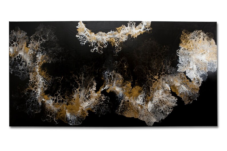 Original acrylic painting on canvas Abstract Acrylic Painting Acrylic painting Pouring abstract art Pouring Gold No. 1 200 x 100 cm image 3