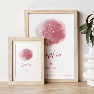Kinderzimmer Poster zur Geburt personalisierbar "Sternzeichen" | DIN A4 | Babygeschenk