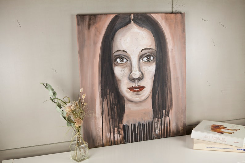 Acrylic painting on canvas Acrylic paintings Acrylic painting woman Hazel 60x70cm image 4