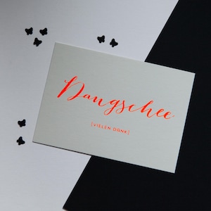 Karte Danke "Dangschee" | Bayerische Sprüche Grußkarte | Postkarte DIN A6 | Neon | Siebdruck