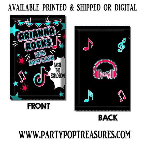 Music Pop Rock Wrapper - Custom Party Favor - Music Party Favors - Custom Candy Favors - Pop Rocks - Digital - Party Printables Il_570xn