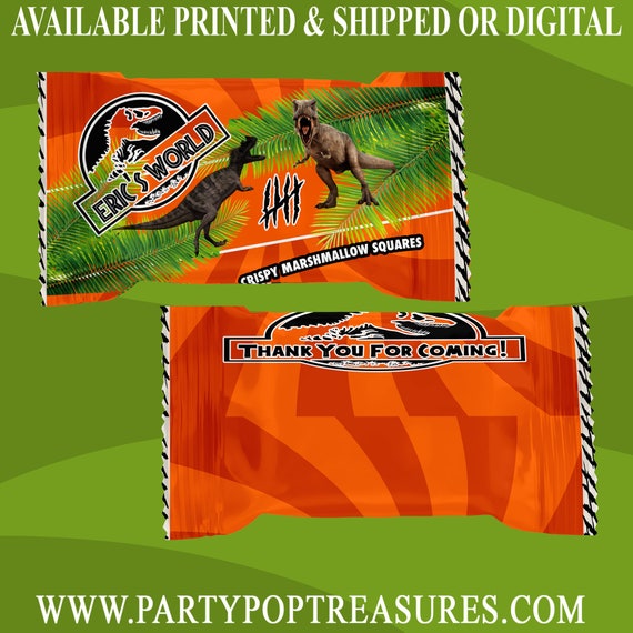 Jurassic World Rice Krispie Treat Wrapper - Jurassic World Party - Jurassic World Theme - Party Favor - Digital - Party Printable - Printed Il_570xn
