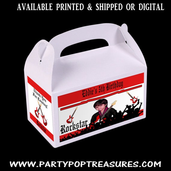 Rockstar Favor Box - Rock Star Party - Custom Party Favor -Rockstar Gable Box - Favor Box Labels - Digital - Printed - Party Printable Il_570xn