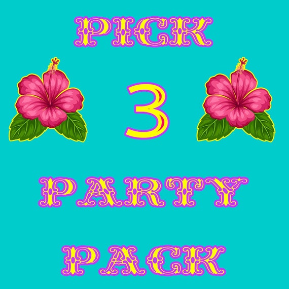 PICK 3 PARTY PACK - Party Favor - Water Bottle Label - Chip Bag - Printables - Juice Pouch Label - Fruit Snack - Digital File Il_570xn