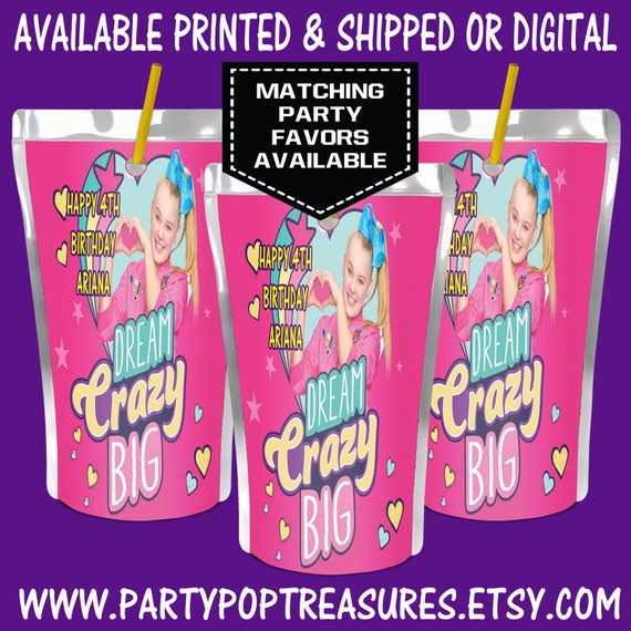 JoJo Capri Sun Label - Party Favor - JoJo Juice Pouch Label - Digital File - Printable - Party Printable - Printed Il_570xn