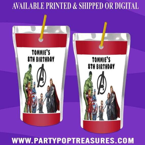 Avengers Capri Sun Label - Avengers Juice Pouch Label - Avengers Label - Avengers Party Favor - Digital - Party Printable - Printed Il_570xn