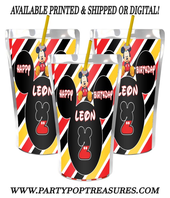 Mickey Mouse Juice Pouch Label - Capri Sun Label - Mickey Mouse - Party Favors -Juice Pouch Label - Digital File - Party Printables Il_570xn