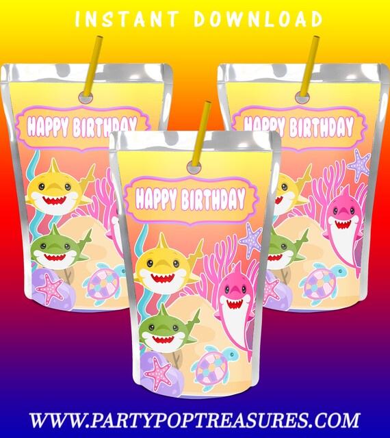 Shark Juice Pouch Label - INSTANT DIGITAL DOWNLOAD - File Cannot Be Customized - File Not Editable - Shark Party - Digital Il_570xn