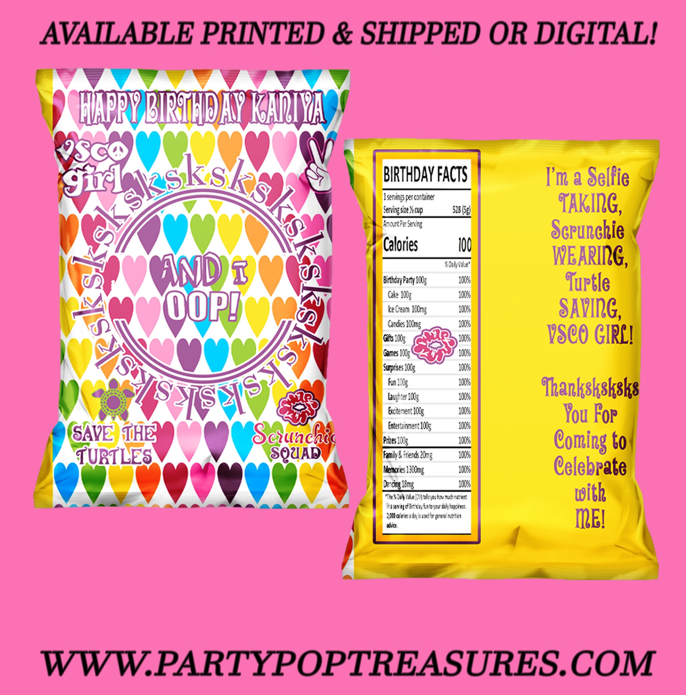 Vsco Chip Bag Vsco Girl Vsco Birthday Party Custom Party Etsy - vsco girl roblox usernames