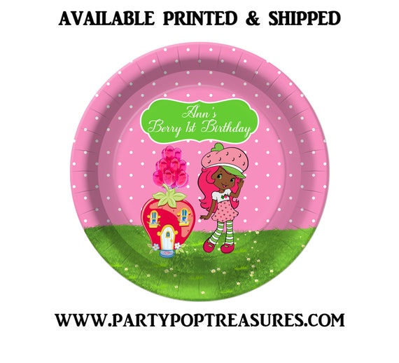 Strawberry Theme Dinner Plate - Paper Plate - Custom Paper Plate - Strawberry Theme Party - Digital - Printed - Party Printable Il_570xn