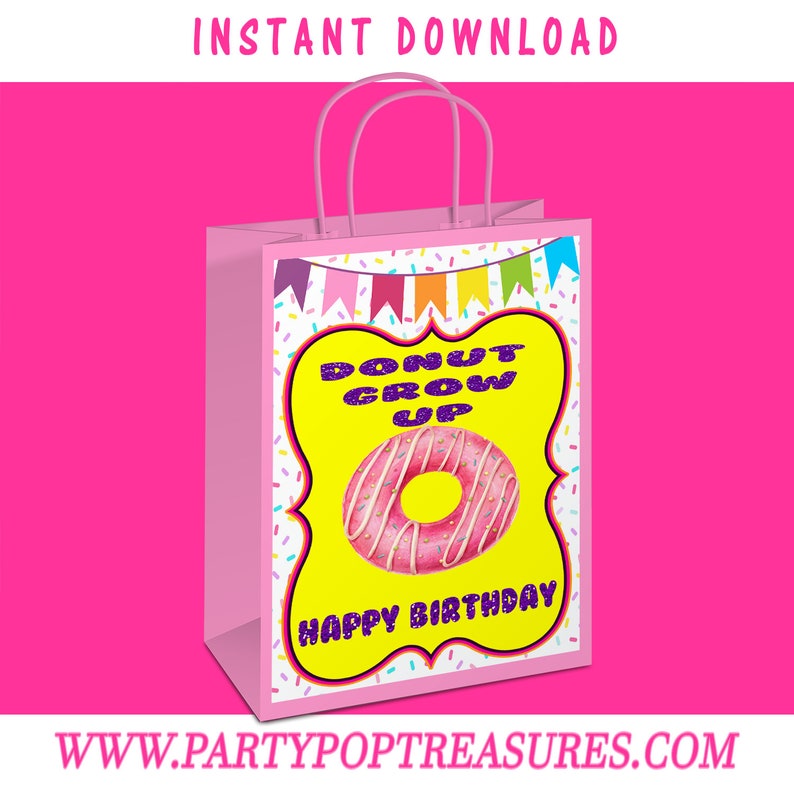 Digital File Donut Theme Chip Bag Party Favor Party Printables Donut Chip Bag First Birthday Custom Chip Bag Printed