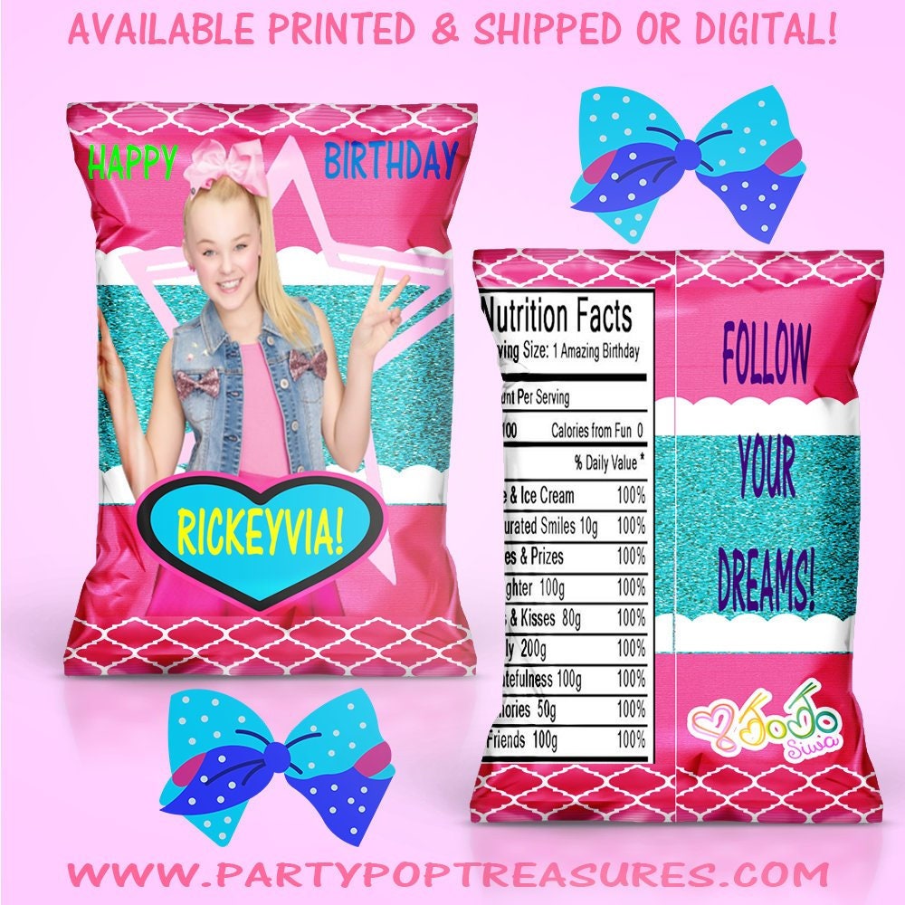 JoJo Siwa Chip Bag Custom Party Favors Party Favors JoJo Etsy