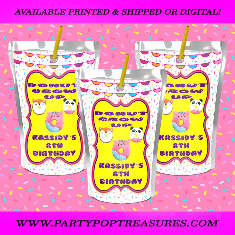 Digital File Donut Theme Chip Bag Party Favor Party Printables Donut Chip Bag First Birthday Custom Chip Bag Printed