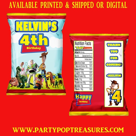 Toy Story Chip Bag - Toy Story Party Favors - Toy Story Theme - Custom Party Favors - Toy Story Birthdy Party - Digital - Party Printable Il_570xn