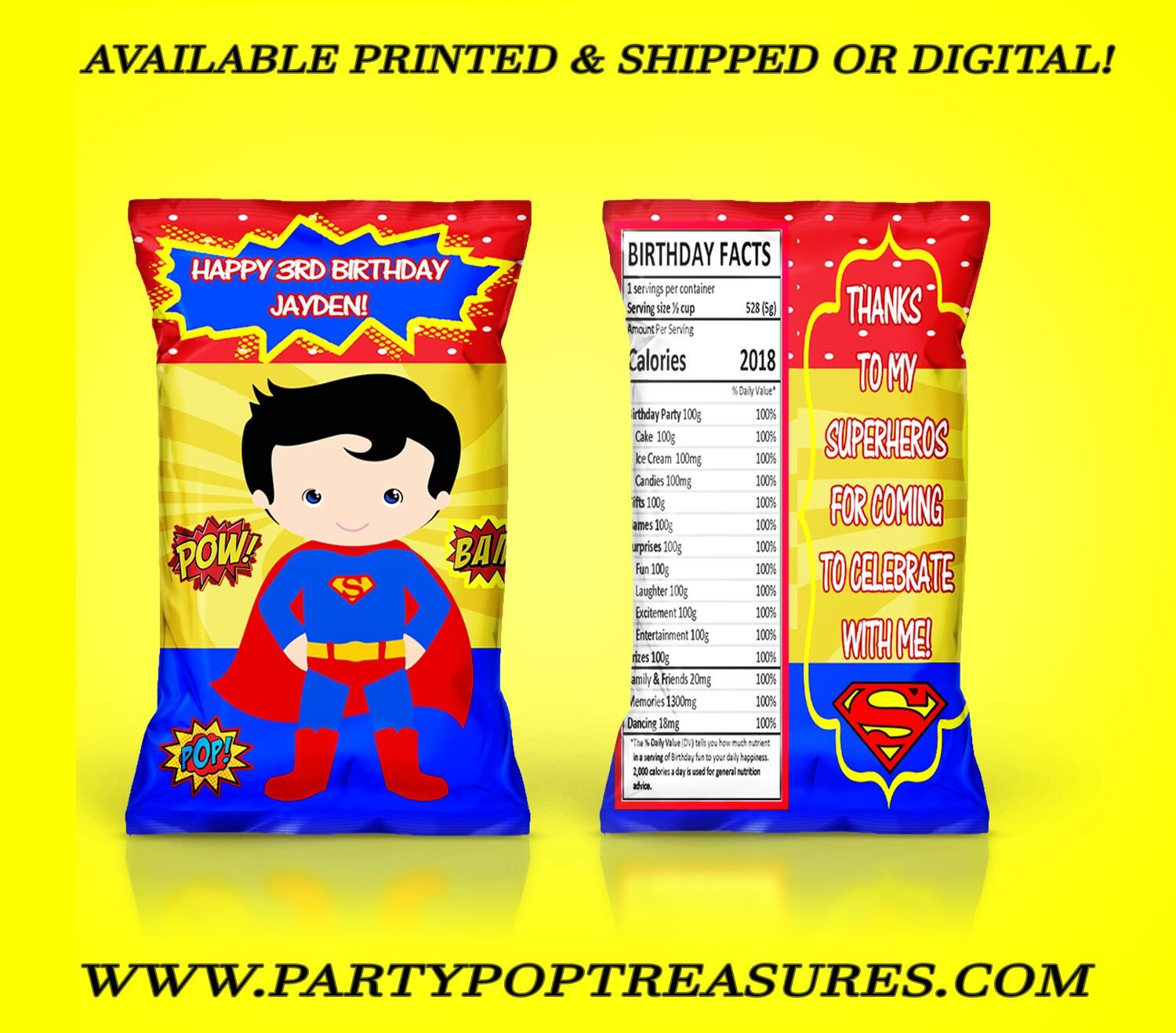 Superhero Chip Bag Superhero Favors Superhero Favor Bag