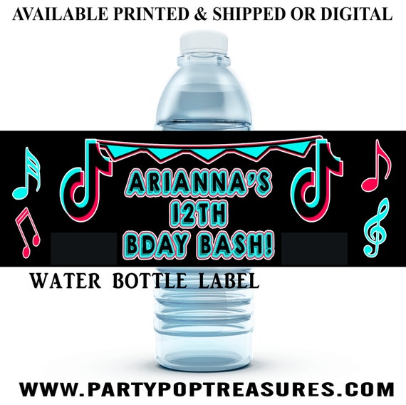 Music Water Bottle Label - Custom Water Bottle Label - Music Theme Label - Dance Theme - Digital - Party Printable - Printed Il_570xn