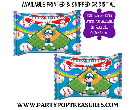 Download Baseball Fun Size Skittles Candy Wrapper - Rainbow Candies - Baseball Party Favor - Candy ...