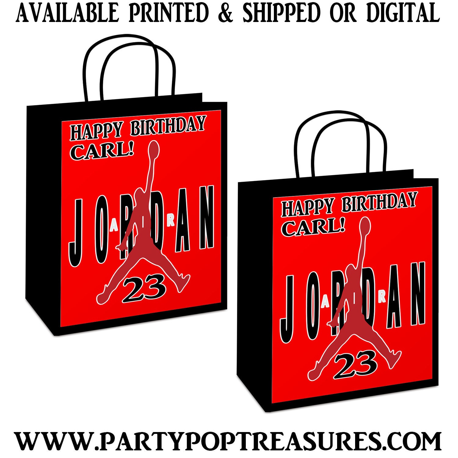 Jordan Gift Bag Label Jordan Party Favor Custom Gift Bag Etsy