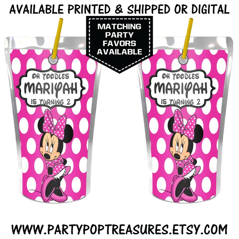 Minnie Mouse Juice Pouch Labels Minnie Mouse Juice Pouch Etsy