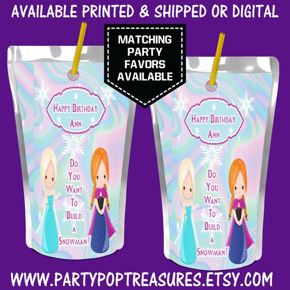 Frozen Capri Sun Label - Frozen Juice Pouch Label - Frozen Party Printables -Frozen Party Favors - Digital File - Party Printables Il_570xn