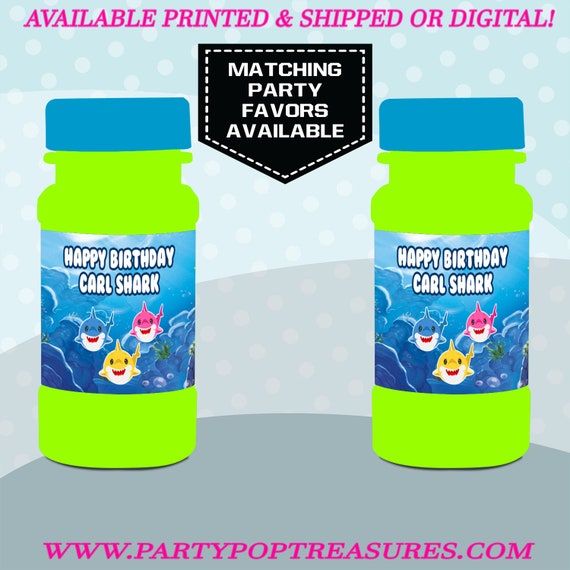 Shark Bubble Labels - Party Favor - Baby Shark Party Favors - Bubble Stickers - Digital - Printed - Party Printables - Baby Shark Il_570xn