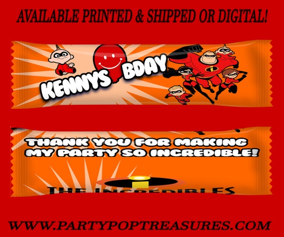 The Incredibles Airhead Wrappers - Taffy Favors - Candy Favors - Incredibles Party - Custom Favors - Digital - Party Printable Il_570xn
