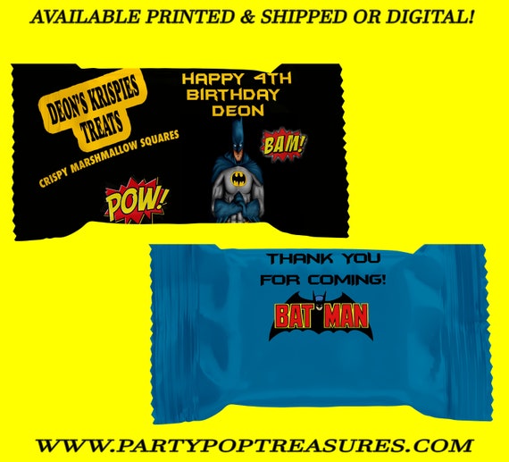 Batman Rice Krispy Treat Wrappers - Batman Party - Party Favors - Digital - Party Printables - Printed Il_570xn
