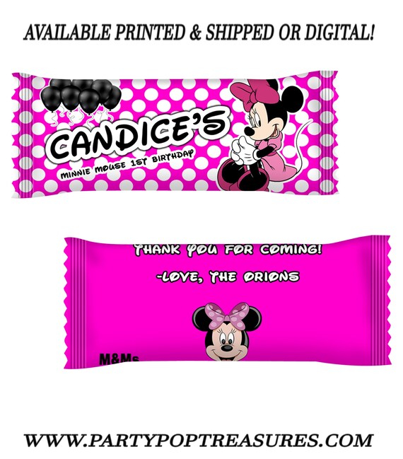 Minnie Mouse M&M Candy Wrappers - Party Favor - Minnie Mouse Birthday Party - Minnie Mouse - Minnie Mouse Favors - Digital - Printed Il_570xn