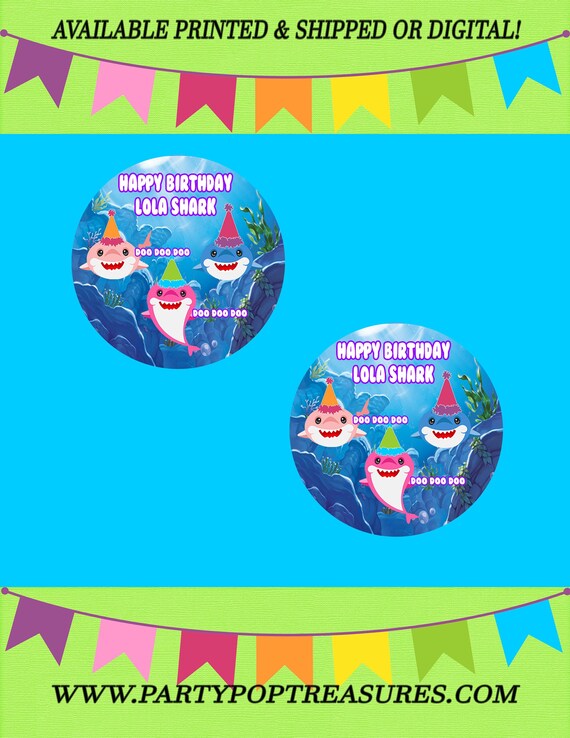 Shark 2" Round Labels - Shark Party - Party Favor - Favor Labels - Gift Bag Labels - Party Printables - Printed - Digital Il_570xn