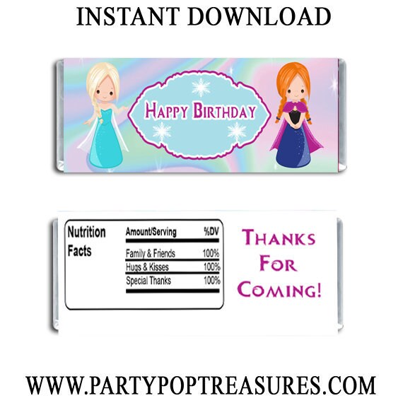Frozen Candy Bar Wrapper - INSTANT DIGITAL DOWNLOAD - File Cannot Be Customized - Frozen Party Favor - Digital Download - Party Printables Il_570xn