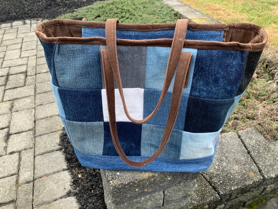 diy a large denim tote bags from old jeans, sewing diy a denim tote bags  tutorial, old jeans reuse. - YouTube