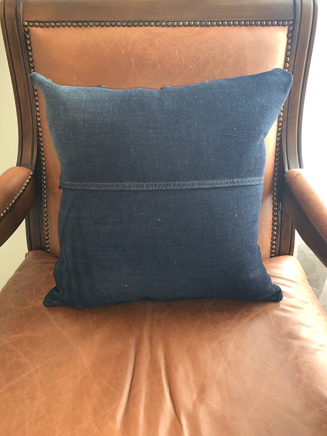 Up-Cycled Denim Pillow made of recycled jean buttons | Etsy