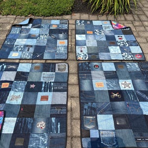 Baby Denim Rockstar Quilt Made from Upcycled Denim Jeans Unique One-of-a-Kind Gifts