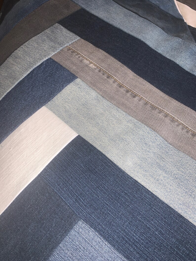 Chevron Denim King Quilt With White Snowflake Flannel Etsy