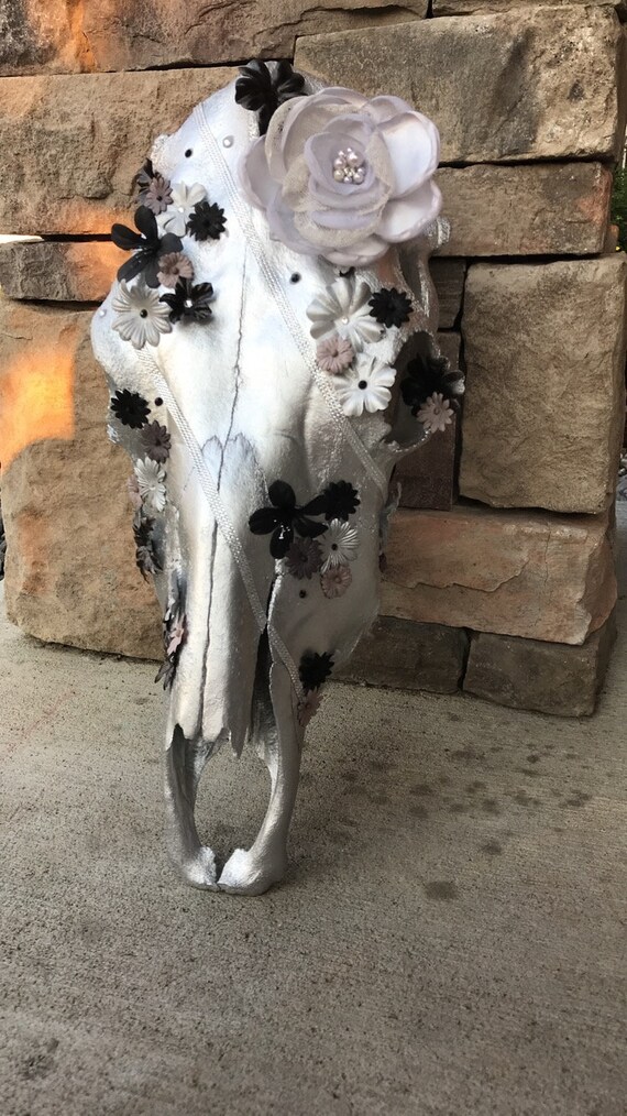 Decorated Cow Skull Etsy