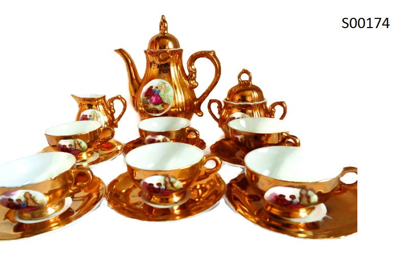 Vintage Bavarian Ceramic Gold Demitasse Coffee Tea Set with Etsy