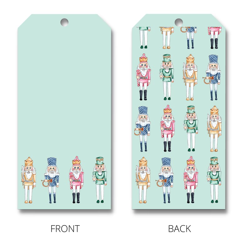 Mint Green Nutcracker Gift Tags Preppy Green Christmas Etsy