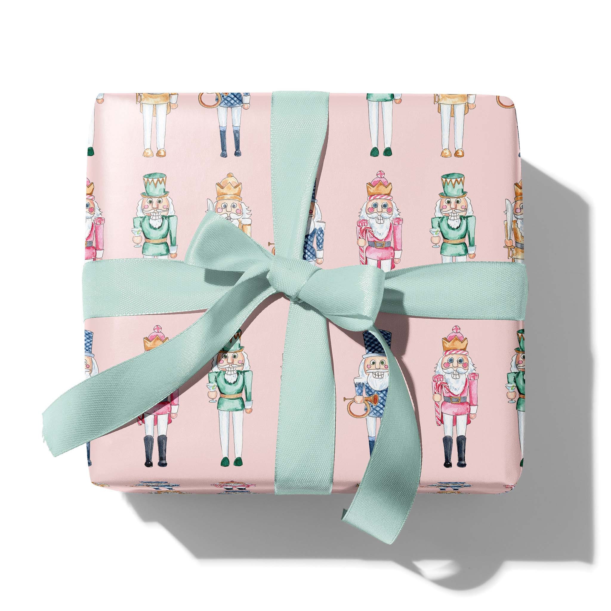 Blush Pink Nutcracker Gift Wrap | Preppy Holiday Wrapping Paper