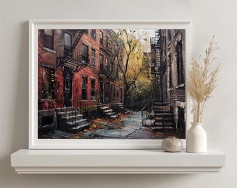 Brooklyn Brick Wohnung Kunstdruck, Urban Landschaft Poster (Digitaler Download)
