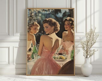 1950s Gartenparty Poster: Retro elegante Frauen Druck (digitaler Download)