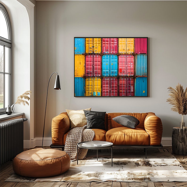 Colorful Shipping Containers Art Print: Modern Industrial Decor ...