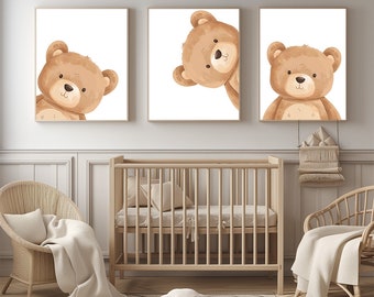 Baby Bär Poster Set, 3 Tier Illustrationen (Digitaler Download)