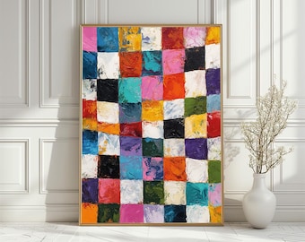 Colorful Abstract Squares Print, Contemporary Geometric Wall Print (Digital Download)