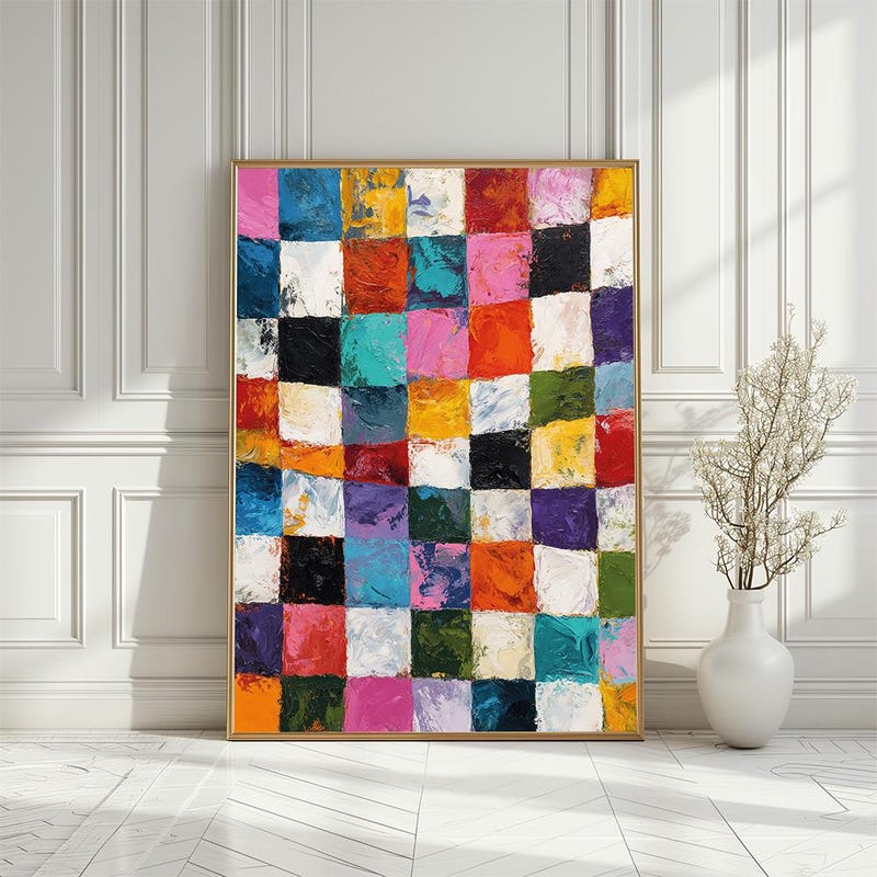Square Colorful Painting - Etsy UK