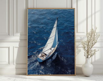 Elegantes Segelboot Art Print: Nautisches Küsten Dekor (Digitaler Download)