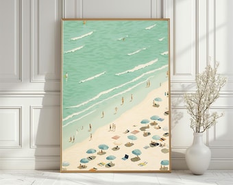 Minimalistische Ocean Beach Kunstdruck, Sommer Küsten Wand Dekor (Digitaler Download)