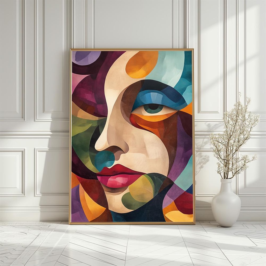 Abstract Woman Portrait: Colorful Geometric Art Print (digital Download ...