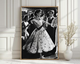 Vintage 1950er Jahre Tanzszene Kunstdruck: Retro Party Illustration (Digitaler Download)