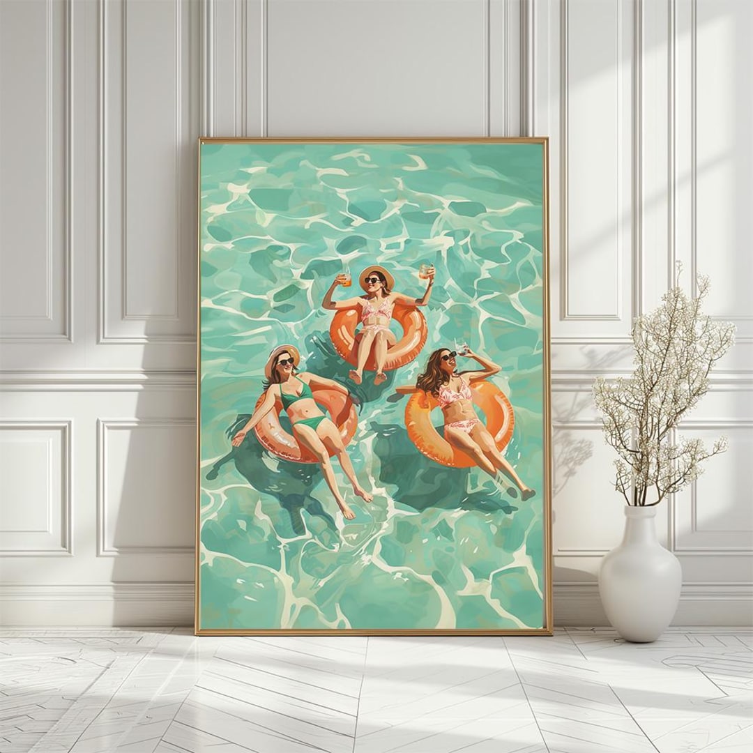 Pool Parlor Print Pool Party Art Print: Summer Vibes Coastal Decor (digital Download ...